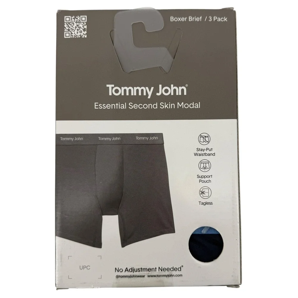 Tommy John Mens Second Skin Modal Boxer Brief 3 Pack Blue Green XL NEW